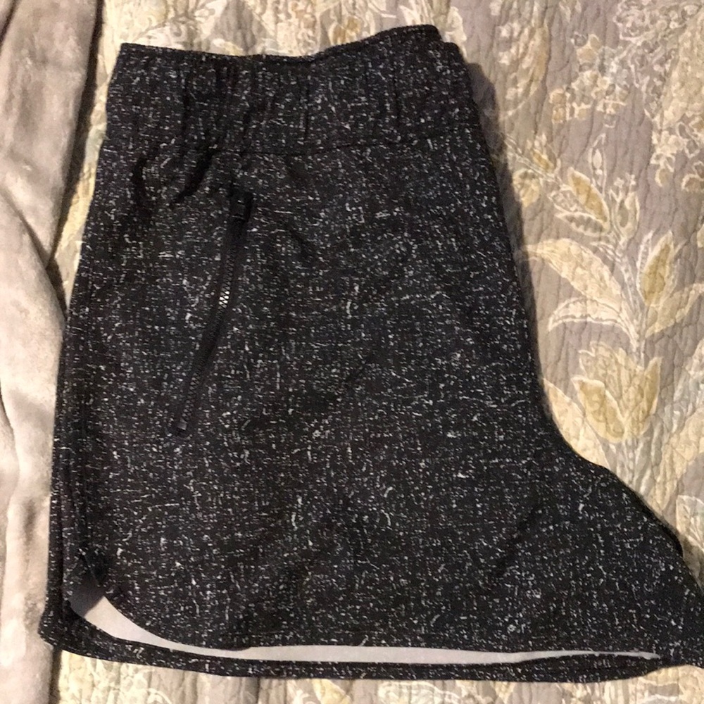 Black and White Textured Athletic Shorts